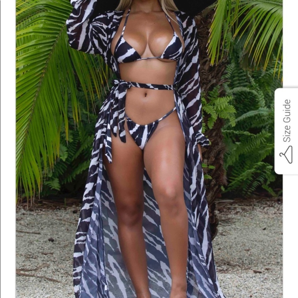 Matte Collection Zebra print bikini and cover-up